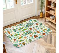 Tapis de zone papillon, chenille naturelle, coccinelle, printemps, vert, à poils courts en éponge esthétique, tapis rectangulaire pour salle de bain, porte, entrée, table de chevet, décoration de 60 x