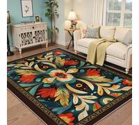 Tapis de Zone Tropicale bohème Fleurs éclatantes Feuilles botaniques Exotiques colorées Tapis Lavable à la Machine dans Le Salon Tapis antidérapant à Poil Bas pour Chambre Salle à Manger 180x300cm