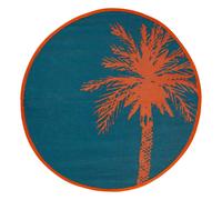 Tapis Déco Palmier Yucatan 120cm Bleu Canard