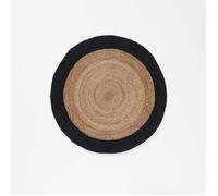 Tapis deco rond (0) 90 cm jute bicolore salem Noir