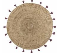 Tapis Déco Rond en Jute "Shira" 120cm Bordeaux