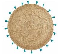 Douceur d'Intérieur – Tapis rond Shira 120 cm en jute – Turquoise