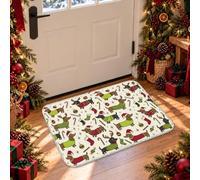 Tapis décoratif avec citation de Noël teckel 0,6 x 0,9 m | Motif teckel, pulls festifs, canne à bonbons, ornements de vacances, décoration d'hiver