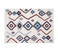 Tapis décoratif Ivoire Bleu et Terracotta Esprit Berbère 120 x 170 cm - Atmosphera