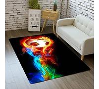 Tapis Décoration de Chambre à Coucher de Salon Garçon Fille Série de Stade de Football de Flamme de Sports 3D Tapis de Jeux Pour Enfants en Flanelle Orange Rouge Bleu (Couleur 2,80x120 cm)