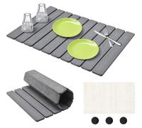 Tapis d'égouttage pour vaisselle, 59 x 39 cm, à séchage rapide, antidérapant, tapis de séchage en pierre ponce pour cuisine, plan de travail, tapis d'égouttage pliable pour égouttoir, vaisselle, tasse