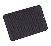 Tapis d'égouttoir en silicone antidérapant et résistant à la chaleur pour casseroles chaudes, poêles, plats, repose-cuillère (noir)