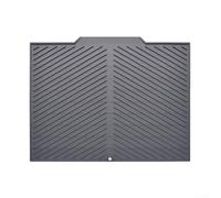 Tapis d'égouttoir en silicone avec évacuation de vidange, grand tapis d'égouttement pour comptoir de cuisine, design antidérapant à suspendre, gris (42 x 50 cm)