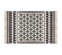 Atmosphera Tapis Delhi en coton à franges 120 x 170 cm Noir et Blanc