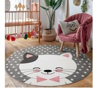Carpettex Tapis pour Filles avec Design de Chat pour Chambre de bébé, Tapis pour Chambre d'enfant, Facile à Entretenir, Couleur: Rose, Taille: 120 cm Rond