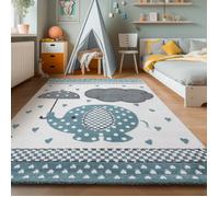 Tapis d'enfant - Marque - Éléphant nuage - Rectangle - Polypropylène - Bleu