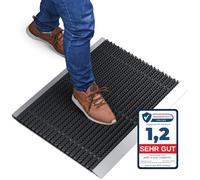 Tapis d'entrée alu avec brosses noir, tapis de saleté 55 x 90 cm, tapis extérieur, tapis de porte en aluminium extérieur, paillasson extérieur, gratte-pieds entrée de maison