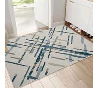 Tapis D'entrée Antidérapant Intérieur 40 x 60 cm Lignes Formes Géométriques - Lavable Tapis Antidérapant D'entrée Intérieur, Style Nordique Rétro Paillassons Pour Entrée, Vestibule, Chambre, Beige