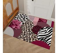 Tapis D'entrée Antidérapant Intérieur 60 x 90 cm Imprimé Léopard Imprimé Zèbre - Lavable Tapis Antidérapant D'entrée Intérieur, Art Du Collage Paillassons Pour Entrée, Vestibule, Chambre, Bourgogne