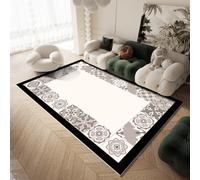Tapis D'entrée Crème Noire Blanche Tapis Salon Couloir Antidérapant Paillasson Extérieur Polyester Paillasson Exterieur Interieur Rug Salon Chambre Lavable 120x160cm