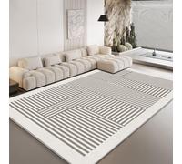Tapis D'entrée Crème Rayures Blanches Tapis Salon Couloir Antidérapant Paillasson Extérieur Polyester Paillasson Exterieur Interieur Rug Salon Chambre Lavable 120x160cm