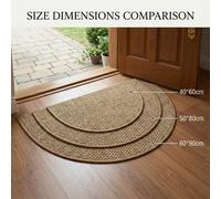 Tapis d'entrée demi-lune, faux sisal, résistant à l'usure, anti-rayures, absorbant la saleté, tapis antidérapant pour entrée, cuisine, salle de bain, tapis demi-lune, matériau en faux sisal, durable,