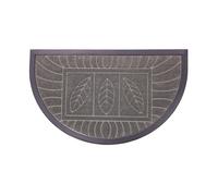 Tapis d'Entrée Demi-Lune ""Feuilles"" 45x75cm Gris