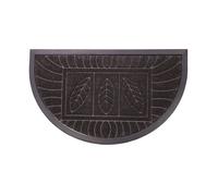 Tapis d'Entrée Demi-Lune ""Feuilles"" 45x75cm Noir