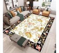 Tapis D'entrée Fleur Noire Beige Tapis Salon Couloir Antidérapant Paillasson Extérieur Polyester Paillasson Exterieur Interieur Rug Salon Chambre Lavable 40x60cm