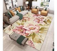 Tapis D'entrée Fleur Vert Beige Tapis Salon Couloir Antidérapant Paillasson Extérieur Polyester Paillasson Exterieur Interieur Rug Salon Chambre Lavable 40x60cm