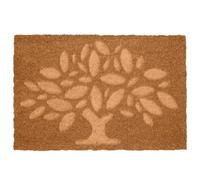 Tapis d'entrée Relaxdays en Fibres de Coco, Motif Arbre structuré, 60 x 40 cm, int./ext., antidérapant, Naturel