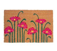 Tapis d'entrée Relaxdays Fibre Coco, Motif Pavot, 60 x 40 cm, antidérapant, résistant, intérieur/extérieur, Multicolore