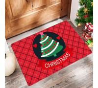 Tapis D'entrée Tapis Couloir Entree Interieur Paillasson Exterieur Rug | Doux Durable Polyester Lavable en Machine Entrée Absorbant Anti-Mud Anti-fouling Antidérapant,Noël Vert 80x120cm
