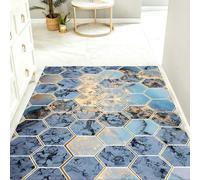 Tapis D'entrée Tapis Couloir Entree Interieur Paillasson Exterieur Rug | Doux Durable Polyester Lavable en Machine Entrée Absorbant Anti-Mud Anti-fouling Antidérapant,Bleu Doré 50x80cm