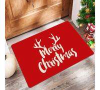 Tapis D'entrée Tapis Couloir Entree Interieur Paillasson Exterieur Rug | Doux Durable Polyester Lavable en Machine Entrée Absorbant Anti-Mud Anti-fouling Antidérapant,Noël Rouge 45x75cm
