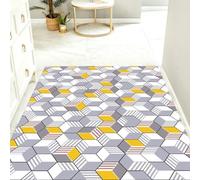 Tapis D'entrée Tapis Couloir Entree Interieur Paillasson Exterieur Rug | Doux Durable Polyester Lavable en Machine Entrée Absorbant Anti-Mud Anti-fouling Antidérapant,Bande Jaune 60x90cm