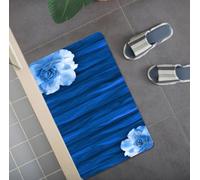 Tapis D'entrée Tapis Couloir Entree Interieur Paillasson Exterieur Rug | Doux Durable Polyester Lavable en Machine Entrée Absorbant Anti-Mud Anti-fouling Antidérapant,Bande Fleur Bleue 40x60cm