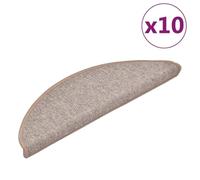 Tapis d'Escalier 10 Pièces 56x17x3 cm Marron Clair Demi-Rond PP Tufté | Protège marches, lavable, adhésif double face, insonorisant, isolant, pliable, déco intérieur