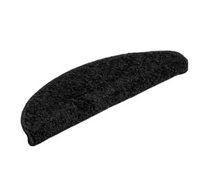 Tapis d'Escalier 10 Pièces 56x17x3 cm Noir Demi-Rond en PP Tufté | Lavable, pliable, adhésif double face, insonorisant, isolant, design demi-rond, emballage en rouleau