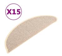 Tapis d'escalier 15 pièces 56 x 17 x 3 cm Blanc et marron Demi-rond