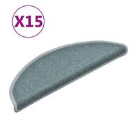 Tapis d'escalier 15 pièces 56 x 17 x 3 cm Bleu mer Demi-rond