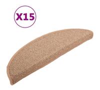 Tapis d'escalier 15 pièces 56 x 17 x 3 cm Marron clair Demi-rond