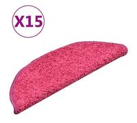Tapis d'escalier 15 pièces 56 x 17 x 3 cm Rose Demi-rond