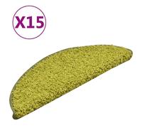 Tapis d'escalier 15 pièces 56 x 17 x 3 cm Vert Demi-rond