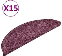 Tapis d'escalier 15 pièces 56 x 17 x 3 cm Violet foncé Demi-rond