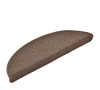 Tapis d'Escalier 15 Pièces 56x17x3 cm Café Brun, PP Tufté Lavable | -rayures, pose adhésive facile, usage intérieur, entretien simple, design demi-rond chaleureux