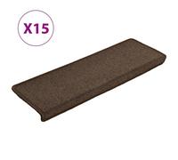 Tapis d'escalier 15 pièces 65 x 21 x 4 cm Marron Bord rectangulaire