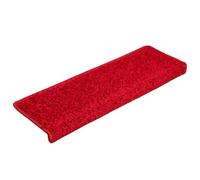 Tapis d'Escalier 15 Pieces 65 x 21 x 4 cm Rouge PP Tufte | Lavable, pliable, insonorisant, chaleureux, adhésif double face, -éraflures, décoration intérieure
