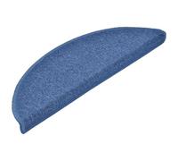 Tapis d'escalier 20 pièces 56 x 17 x 3 cm bleu semi-circulaire | 100 % polypropylène noueux, lavable et pliable, ruban adhésif double face, protection contre les rayures, usage intérieur