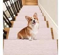 Tapis D'Escalier, 5 Pièces Autocollants Antidérapant 50x75cm blanc cassé | Tapis En Rouleau Avec Dos En Tpe, Lavable En Machine Pour Enfants, Personnes Âgées Et Animaux