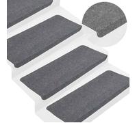 Tapis d'escalier autocollants - vidaXL - 15 pcs - Gris - 65x24,5x3,5 cm