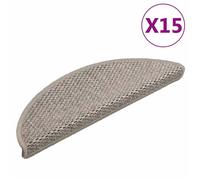 Tapis d'escalier autocollants - vidaXL - Aspect sisal - Taupe - 56x17x3 cm - Lot de 15