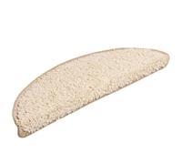 Tapis d'Escalier Demi-Rond 10 Pièces 56x17x3 cm Crème, PP Tufté Protecteur | Lavable, pliable, adhésif double face, insonorisant, isolant, emballé en rouleau, installation facile