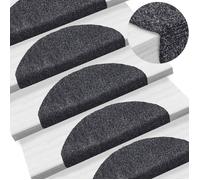 Tapis d'escalier-Moquette d'escalier-Tapis de marches autocollants 5 pièces 65 x 21 x 4 cm Gris foncé Demi-rond Grand 356385