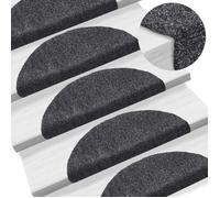 Tapis d'escalier - VIDAXL - 15 pcs - Gris foncé - 56x17x3 cm - Antidérapant